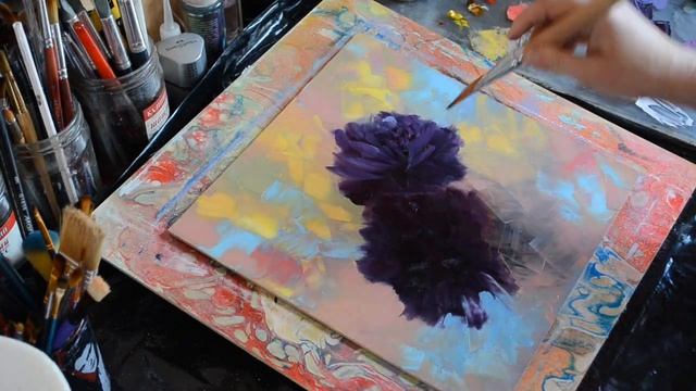 ПИОНЫ Black Star/Пишем картину просто и быстро/Цветочная рапсодия маслом. смотреть онлайн