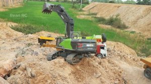 Amazing Excavator Huina 1593 and Dump Truck Digging open Project