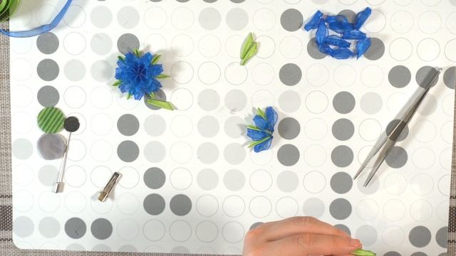 Васильки diy Канзаши полевые цветы своими руками