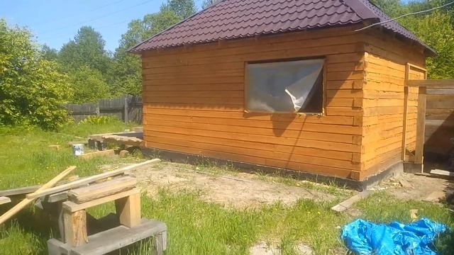 Красим баню / краскопульт, распылитель DEKO DKSG55K1 / строительство бани часть 4 / защита бани