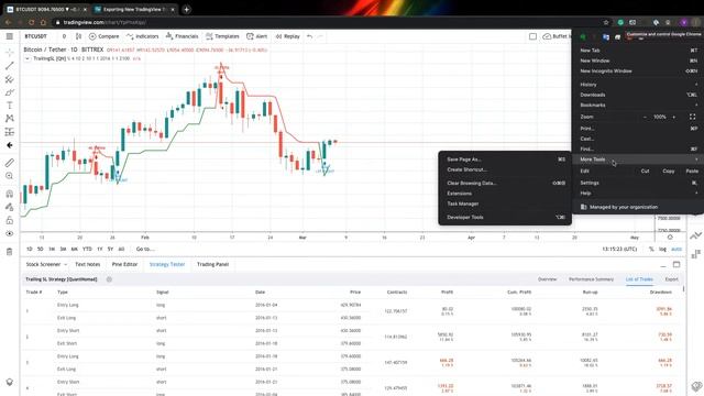Exporting New TradingView Trades Metrics to Excel