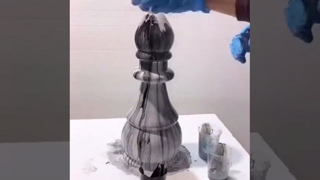 Покраска фигуры из пенопласта, шахмата армированная