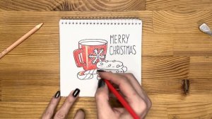 Новогодний рисунок для начинающих поэтапно и легко | Как рисовать цветными карандашами