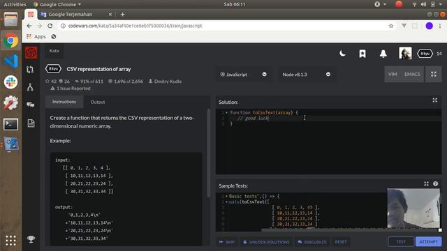 Belajar Javascript dengan codewars #4 -CSV representation of array смотреть онлайн