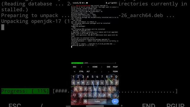 Встановлення JDK та Vim використовуючи termux (Android OS)