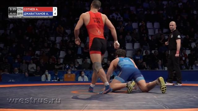ЧР-21. Вольная. 97 кг. 1/4 финала. Асланбек СОТИЕВ - Абдулхалим ДЖАВАТХАНОВ смотреть онлайн
