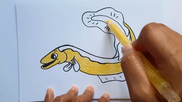 drawing, painting, and coloring for kids & toddlers_draw eel #kid#kidsart #drawforkid  #drawanimal