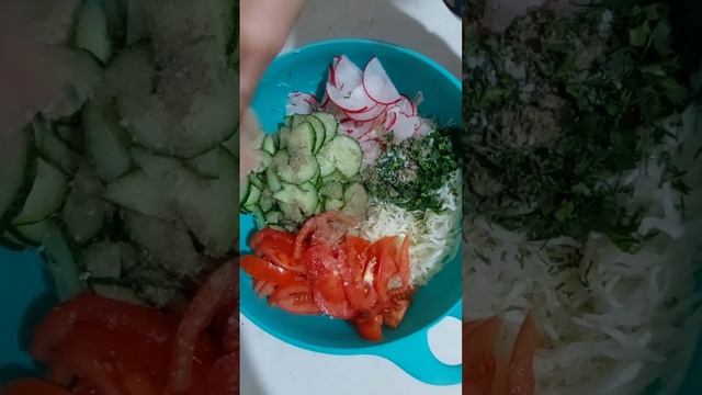 Салат с капустой и редиской.Салат за 10  минут. Быстро и вкусно  Вкусный Доступный Бюджетный.