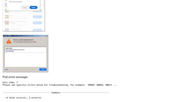 "ERROR: DW003: Third party payload installer Adobe AcrobatSetup.exe failed with exit code: 1603" смотреть онлайн