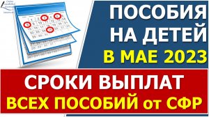 Сроки перечисления ВСЕХ федеральных ежемесячных пособий в МАЕ 2023 года от СФР.