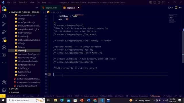 JavaScript Tutorial: Mastering Objects In JavaScript | Object Properties and Methods  [Hindi/Urdu]
