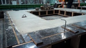 Tilting tables in action at a precast concrete plant