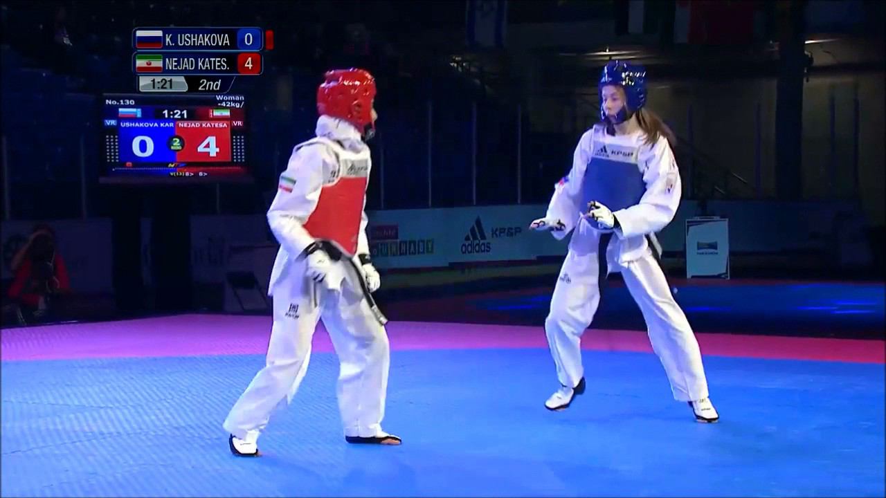 Taekwondo WTF. Чемпионат мира среди юниоров. Полуфинал. Ж-42 Ushakova-Nejad Katesari