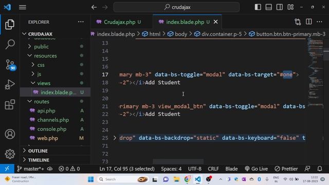 Live Class of Laravel: Crud Operation Using ajax and jQuery| web Development | Tutorial -26 part -