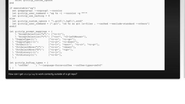 How do I configure ctrlp to work correctly with ag outside of a git repo? смотреть онлайн