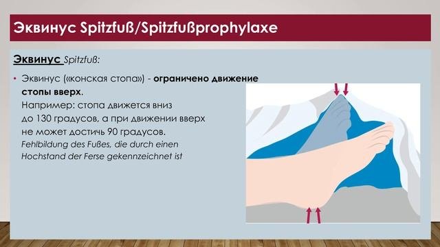 КОНТРАКТУРЫ, «КОНСКАЯ СТОПА», ОПРЕЛОСТИ: KONTRAKTUREN-, SPITZFUß-, INTERTRIGOPROPHYLAXE