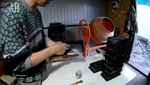 Расформовка брусчатки, замес раствора / Вибролитье