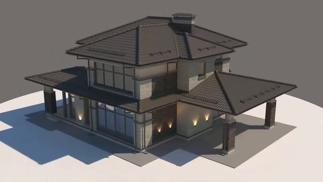 Серия домов в стиле Райта, дом с навесом под авто. Тип 1. Ссылка на проект в описании смотреть онлайн