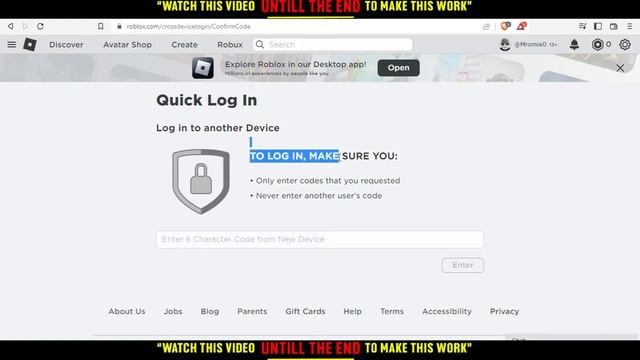 How To Get Quick Login Code In Roblox Tutorial смотреть онлайн