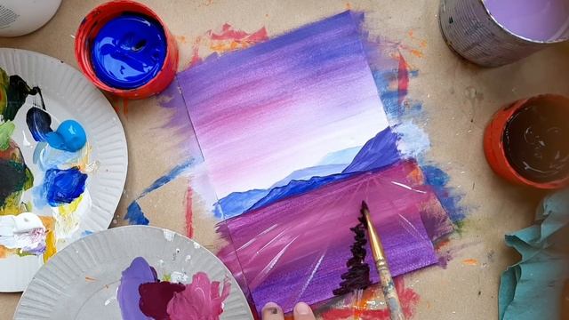 ПРОВАНС |Как нарисовать лавандовое поле| Пейзаж для начинающих смотреть онлайн