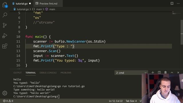 Golang Tutorial #5 - Console Input (Bufio Scanner) & Type Conversion