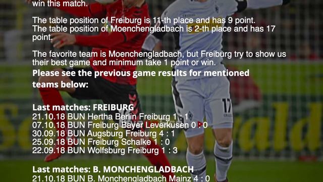 Freiburg vs Borussia Moenchengladbach Preview and Prediction Live stream Bundesliga 2018/2019 смотреть онлайн