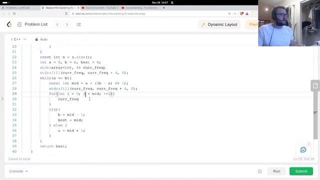 Replace the Substring for Balanced String, Medium, LeetCode 1234 смотреть онлайн