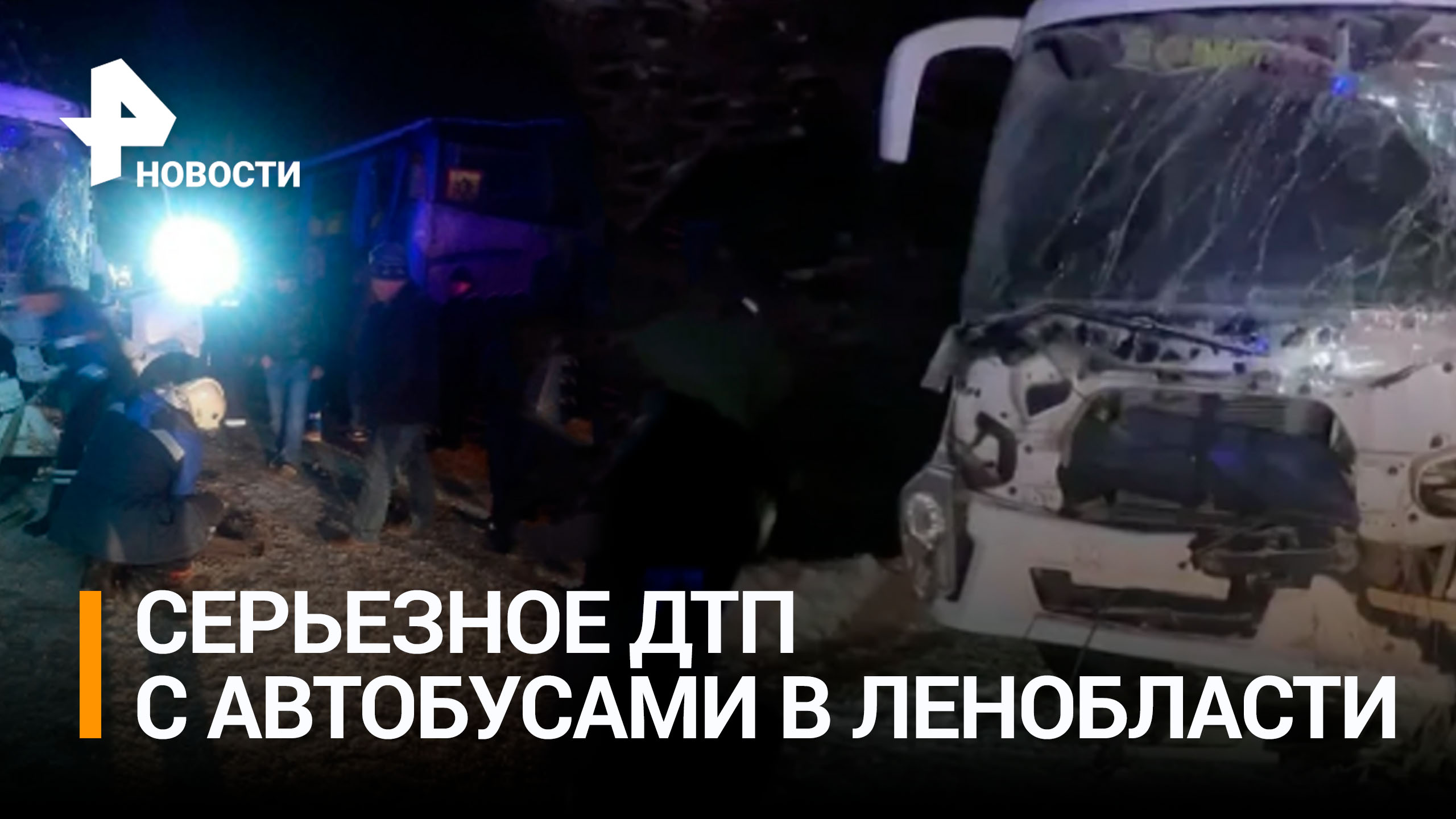 Семь человек пострадали в ДТП с двумя автобусами в Ленобласти / РЕН Новости