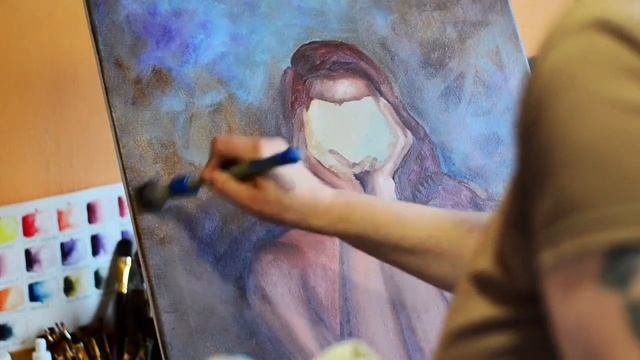Рисую автопортрет. Авторская картина  маслом.