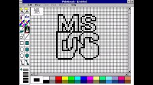 Drawing the MS-DOS logo in Paintbrush on Windows 3.11 (1990)
