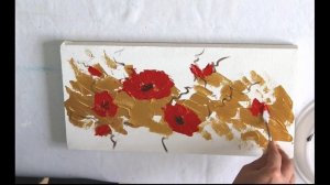 How to draw EASY a poppies painting/Golden Paint/ Demo /Acrylic Technique on canvas by Julia Kotenk