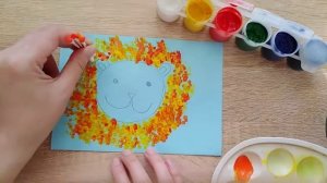 Как нарисовать льва. Рисунок ватными палочками для детей