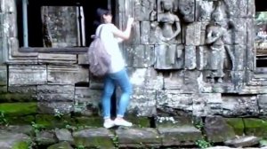 Foreign Tourists visit At Ta Prum Temple, Siem Reap province, Cambodia