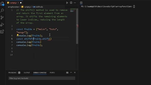JavaScript | Array function | Tagalog | Shift