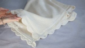 Плед из итальянской пряжи, кайма листики