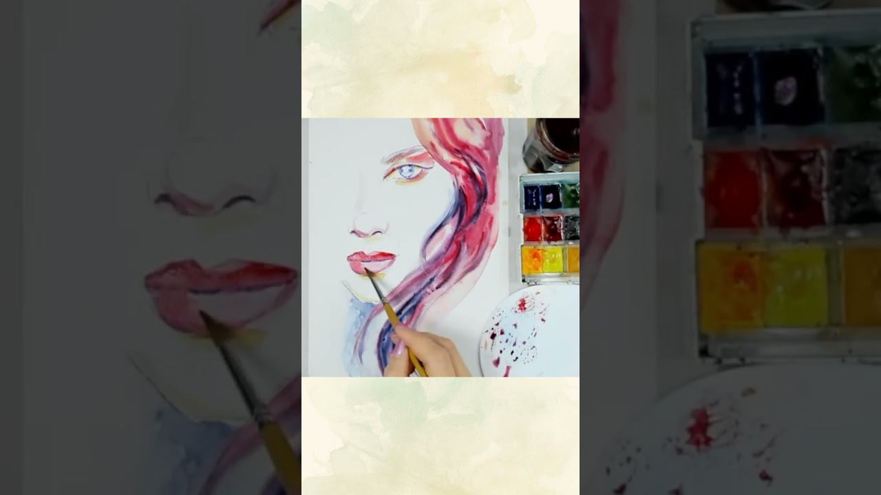 НЕОБЫЧНЫЙ ПОРТРЕТ #рисуйсомной #акварельныйрисунок #портретдевушки #портрет