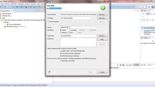 First Java Project in Eclipse with Hello World Examples By Main Method Hindi हिंदी смотреть онлайн