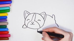 Учимся рисовать щенка. Рисунок милый каваи щенок. #drawings