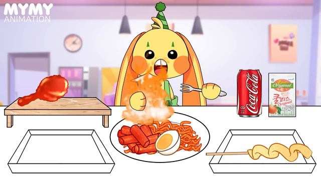 🐙 Bunzo Bunny - Tteokbokki Gimbap mukbang | POPPY PLAYTIME CHAPTER 2 Animation | fried food | ASMR