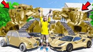 УГНАЛ КУЧУ ЗОЛОТЫХ ЧИТ ТАЧЕК И РОБОТОВ ЗА 180 СЕКУНД! БИТВА ВОРОВ В ГТА 5!