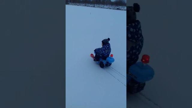 Детский снегоход из трицикла...