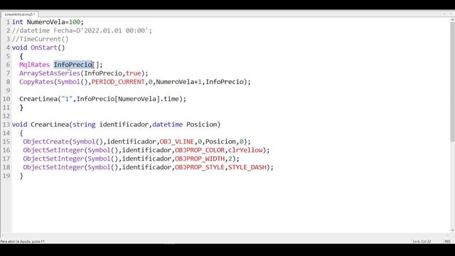 Objeto Línea Vertical tutorial EA MT5 - MQL5 смотреть онлайн