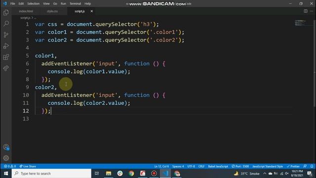 JavaScript Tutorial for Beginners:  Background Gradient Generator Using JavaScript