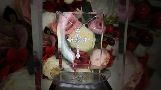 Крестик с бриллиантом Муассанитом 1 карат смотреть онлайн