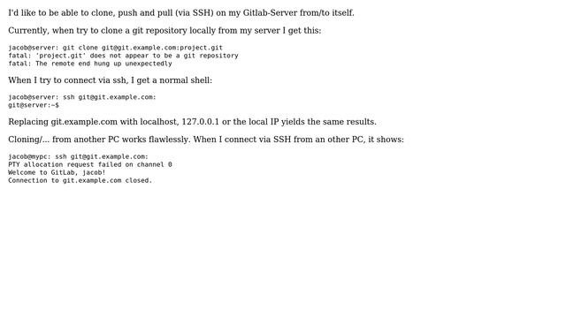 DevOps & SysAdmins: Local SSH Connection To Gitlab Not Working