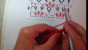 Вязание крючком. Читаем схемы. Узор с пышными столбиками с 2 накидами. Для начинающих