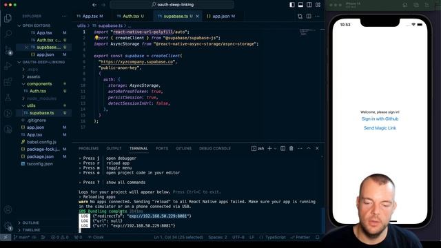 Auth deep linking in Expo React Native смотреть онлайн