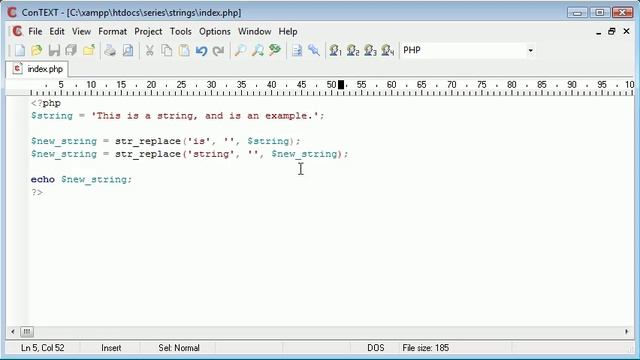 Beginner PHP Tutorial - 51 - String Functions: Replacing Predefined Part of a String