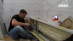 укладка плитки в ванной // Этап "2"