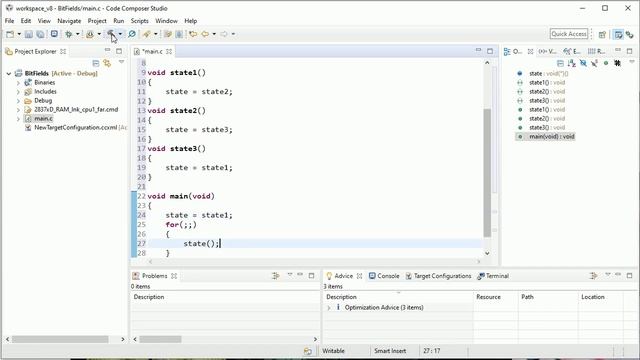 Simple Finite State Machine In C Using Pointer To Function